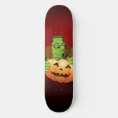 Frankenstein Monster Cartoon met pompoen Skateboard (Voorkant)