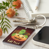 Frankenstein Monster Cartoon met pompoen Sleutelhanger (Voorkant Rechts)