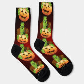 Frankenstein Monster Cartoon met pompoen Sokken (Rechts)