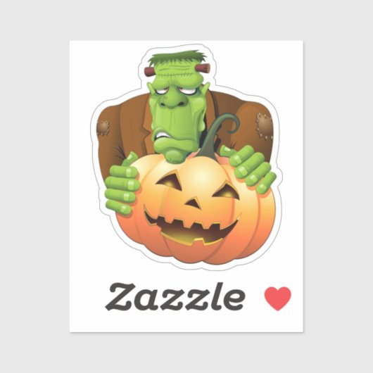 Frankenstein Monster Cartoon met pompoen Sticker (Vel)