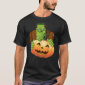 Frankenstein Monster Cartoon met pompoen T-shirt (Voorkant)