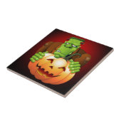 Frankenstein Monster Cartoon met pompoen Tegeltje (Zijkant)