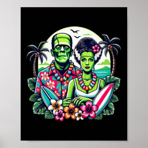 Frankenstein Monster En Bruid Tropische Hawaiaanse Poster