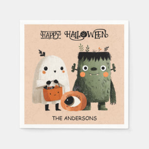 Frankenstein Monster & Ghost Spooky Schattige Hall Servet
