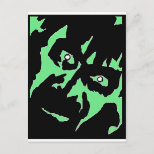  Frankenstein Monster Green Black Retro Briefkaart