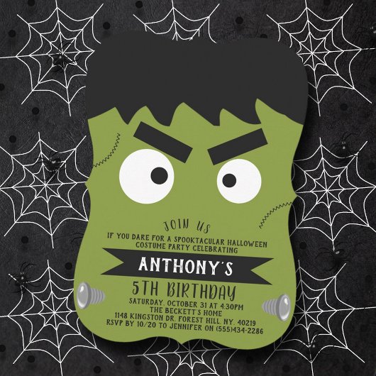Frankenstein Monster Halloween Any Age Birthday Kaart