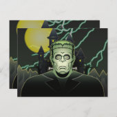 Frankenstein Monster Halloween Castle Lightning Briefkaart (Voorkant / Achterkant)