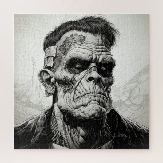 Frankenstein Monster Lijn Tekening Puzzel (Verticaal)