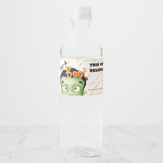 Frankenstein Monster Peek A Boo Halloween Party Waterfles Etiket (Voorkant)