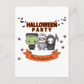 Frankenstein Mummy Grim Reaper Spooky Halloween Briefkaart (Voorkant)