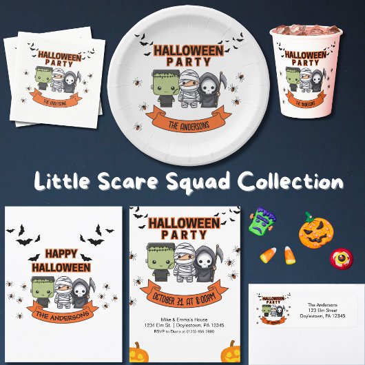 Frankenstein Mummy Grim Reaper Spooky Halloween Briefkaart