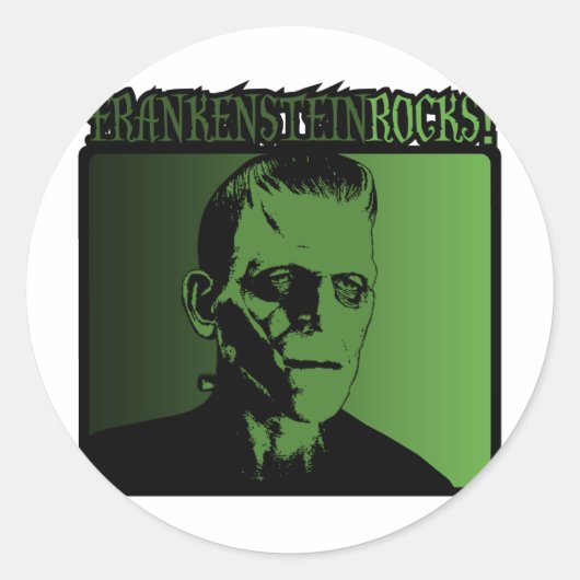 Frankenstein Rock. Ronde Sticker (Voorkant)