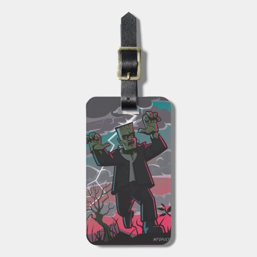 frankenstein schepsel in storm bagagelabel (Voorkant verticaal)