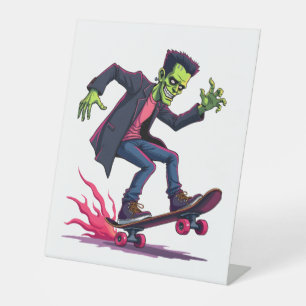 Frankenstein Skater - Cool Halloween Streetwear SH Reclamebord Met Voetstuk