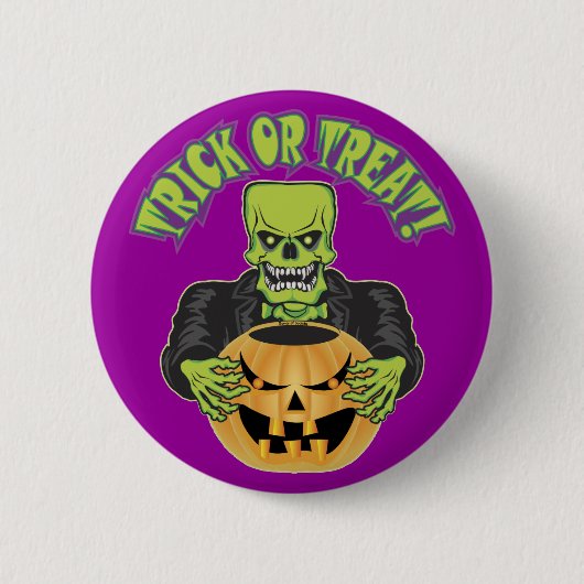Frankenstein Skull Ronde Button 5,7 Cm (Voorkant)