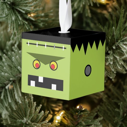 Frankenstein Wooden Cube Halloween Ornament (Boom)