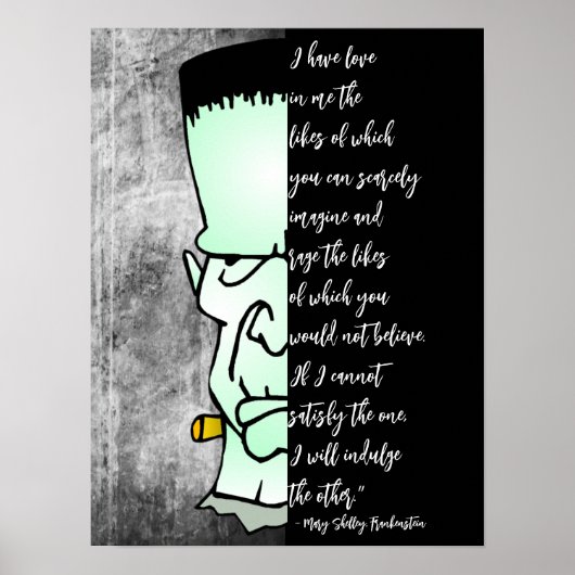 Frankenstein's monster, Shelley Love & Rage Quote Poster (Voorkant)