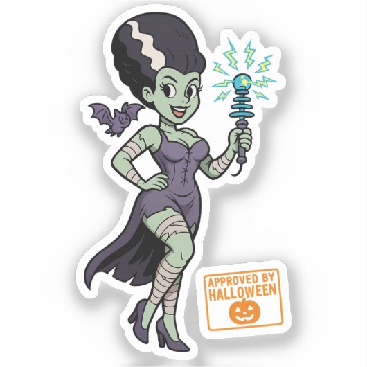 Frankensteins vrouw Cartoon Sticker (Voorkant)