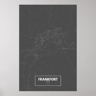Frankfort, Kentucky (wit op zwart) Poster