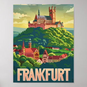 Frankfurt Duitsland Beroemde Vintage Reisplaats Poster