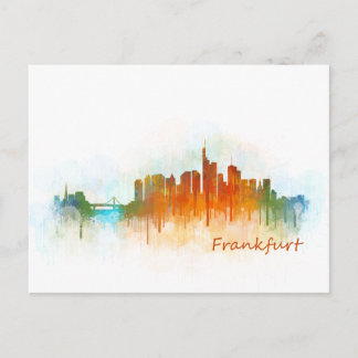 Frankfurt Duitsland City Waterverf Skyline Hq v3 Briefkaart