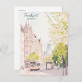 Frankfurt Duitsland Gouache Kunstillustratie Reize Briefkaart (Voorkant / Achterkant)
