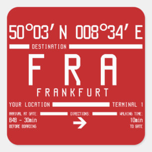 Frankfurt Duitsland IATA Airport Code Vierkante Sticker