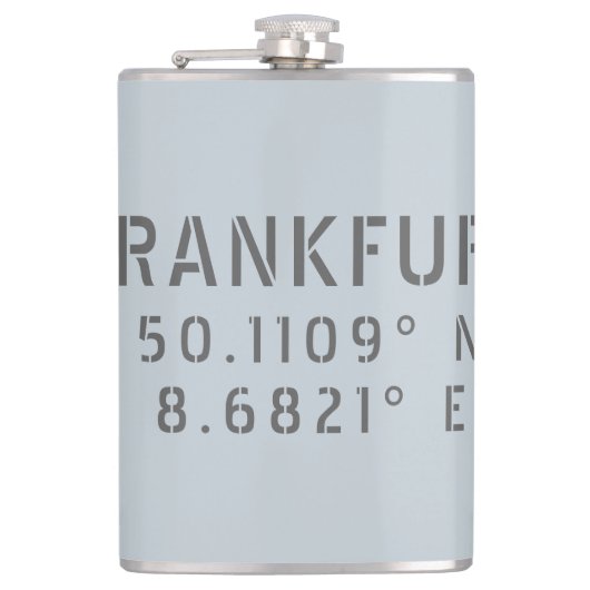 Frankfurt Duitsland Latitude Longitude Heupfles (Voorkant)