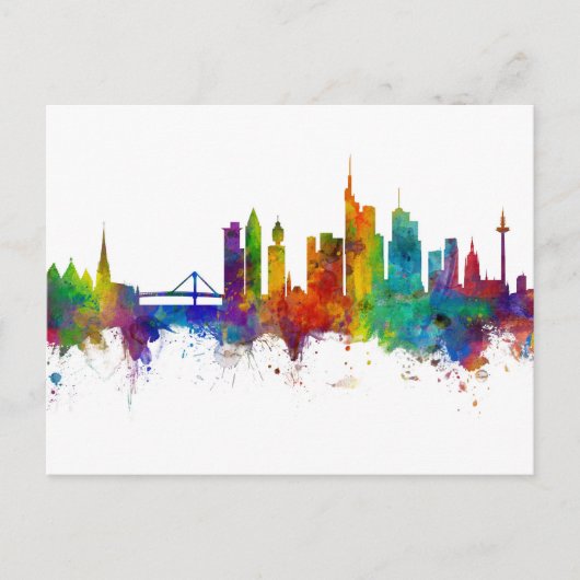 Frankfurt Duitsland Skyline Briefkaart (Voorkant)