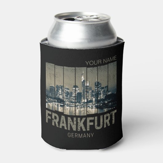 Frankfurt Duitsland Skyline Retro Souvenir Blikjeskoeler (Blikje Voorkant)