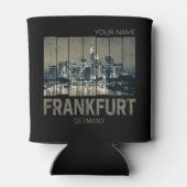 Frankfurt Duitsland Skyline Retro Souvenir Blikjeskoeler (Achterkant)