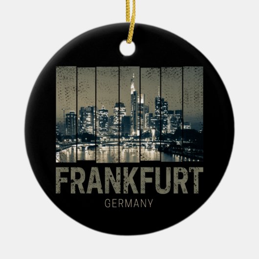 Frankfurt Duitsland Skyline Retro  Souvenir Keramisch Ornament (Voorkant)