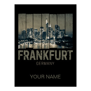 Frankfurt Duitsland Skyline Retro  Souvenir Perfect Poster