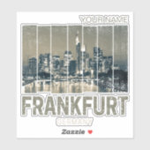 Frankfurt Duitsland Skyline Retro  Souvenir Sticker (Vel)