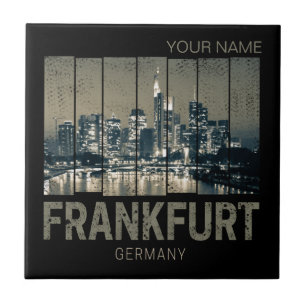 Frankfurt Duitsland Skyline Retro  Souvenir Tegeltje