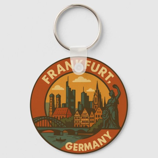 Frankfurt German Skyline Sleutelhanger (Voorkant)