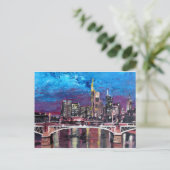 Frankfurt - Main Duitsland - Mainhattan Skyline Briefkaart (Staand voorkant)