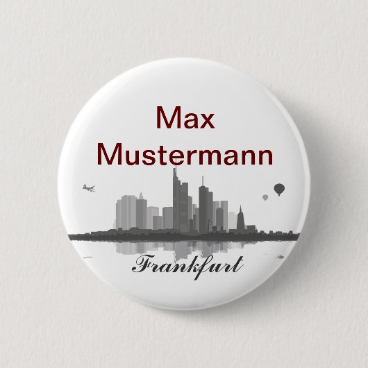 Frankfurt Skyline Button / Anstecker / Pin (Voorkant)