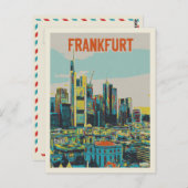 Frankfurt Skyline, het financiële centrum van Duit Briefkaart (Voorkant / Achterkant)