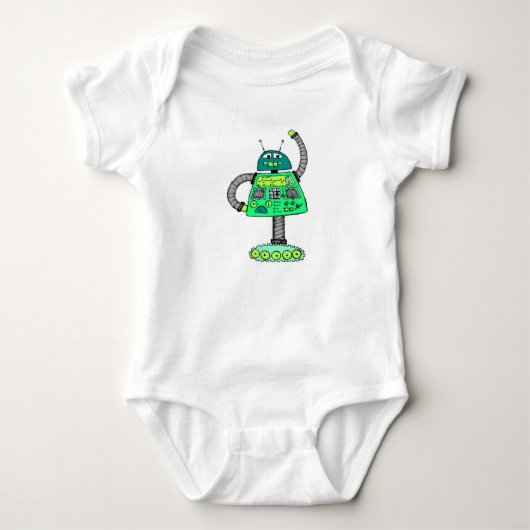 Frankie robot, groen op wit romper (Voorkant)