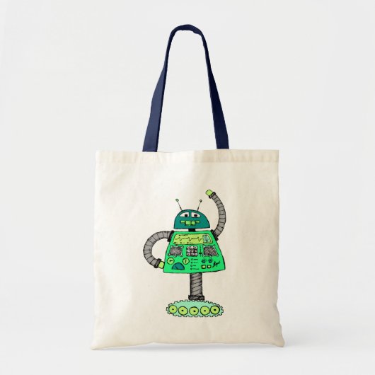 Frankie robot, groen op wit tote bag (Voorkant)