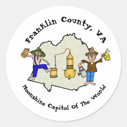 Franklin County, VA Moonshine Stickers (Voorkant)