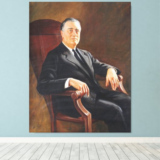FRANKLIN DELANO ROOSEVELT door Jacob H. Perskie Canvas Afdruk (Insitu (Houten vloer))