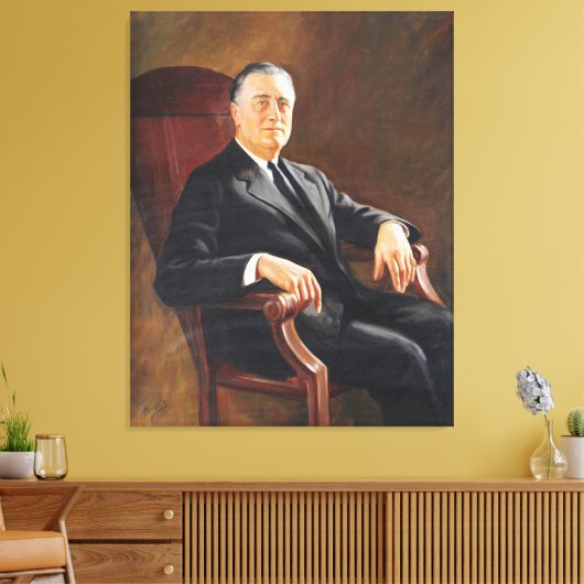 FRANKLIN DELANO ROOSEVELT door Jacob H. Perskie Canvas Afdruk (Insitu (Woonkamer))