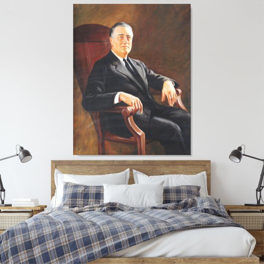 FRANKLIN DELANO ROOSEVELT door Jacob H. Perskie Canvas Afdruk (Insitu (Slaapkamer))