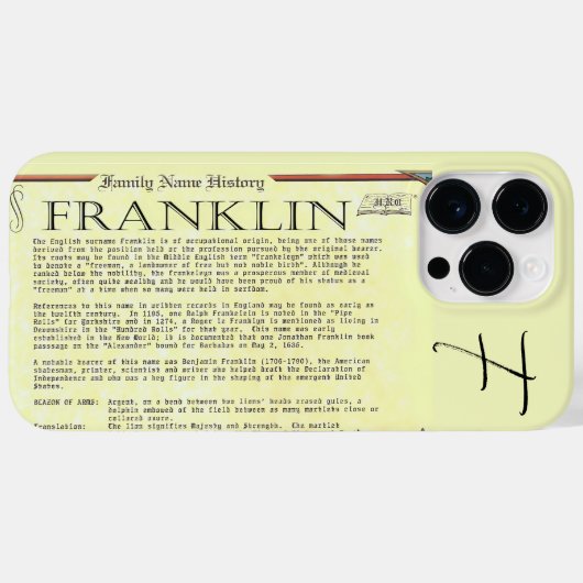 Franklin History Nom Coque iphone (Verso (horizontal))