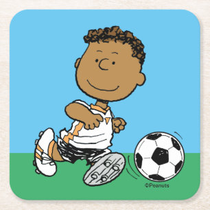 Franklin Plays Soccer Vierkante Kartonnen Onderzetter