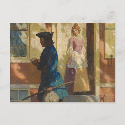 Franklin's aankomst in Philadelphia door N.C. Wyet Briefkaart (Voorkant)