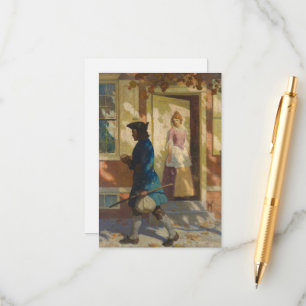 Franklin's aankomst in Philadelphia door N.C. Wyet Informatiekaartje