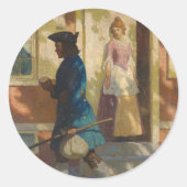 Franklin's aankomst in Philadelphia door N.C. Wyet Ronde Sticker (Voorkant)